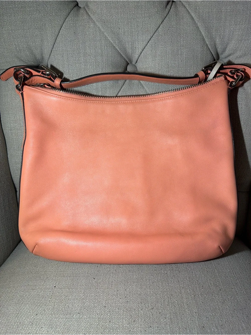 COACH Legacy Perforated Leather Courtenay Hobo 23704 SV/Coral w/Light Sand